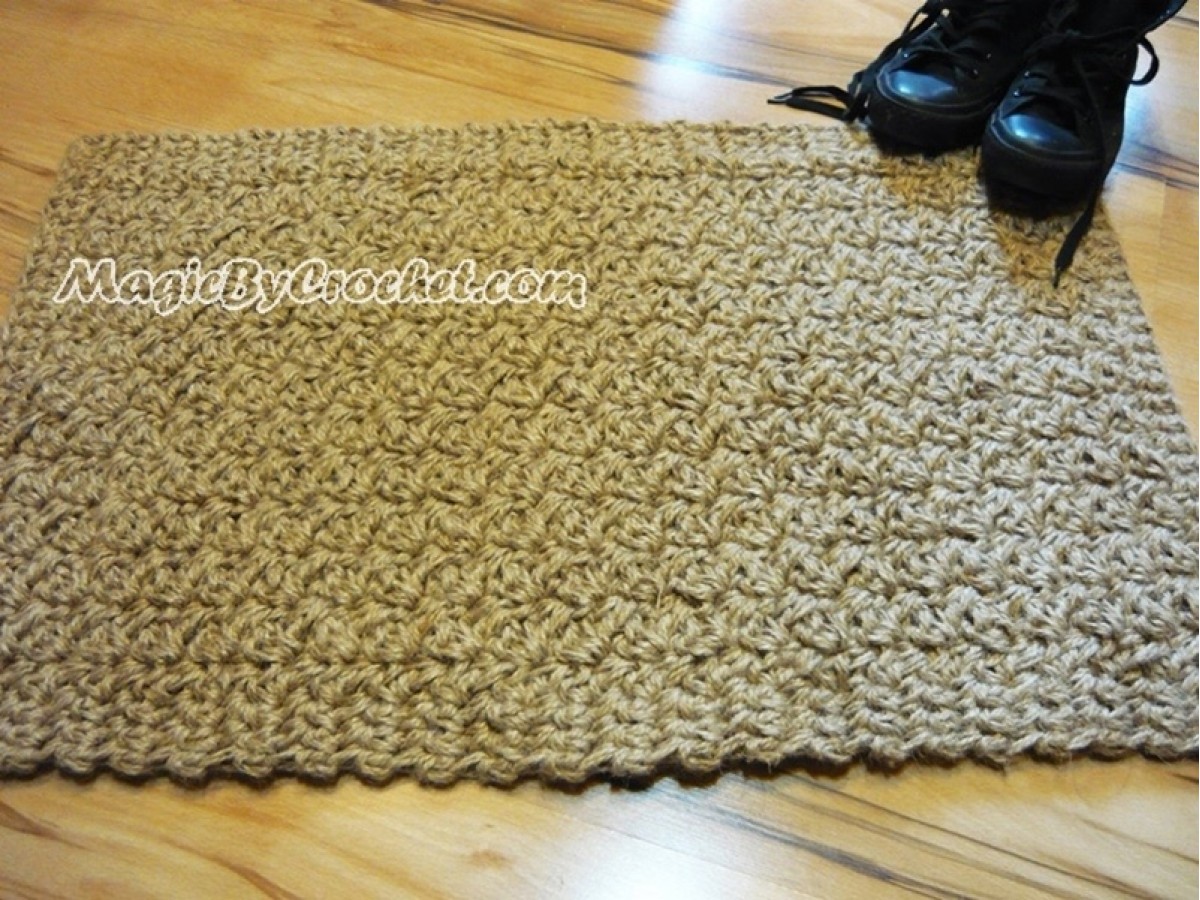 Doormat Jute Crochet Rug , Floor Mat Door Mat Handmade Rug, no.033